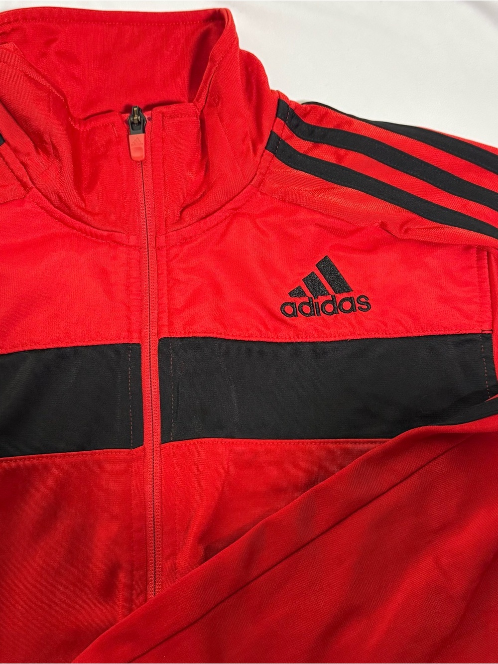 Adidas Men’s Red and Black Track Jacket, Size Medium